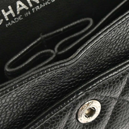 Chanel 2000-2002 Black Caviar Skin Small Classic Double Flap Shoulder Bag