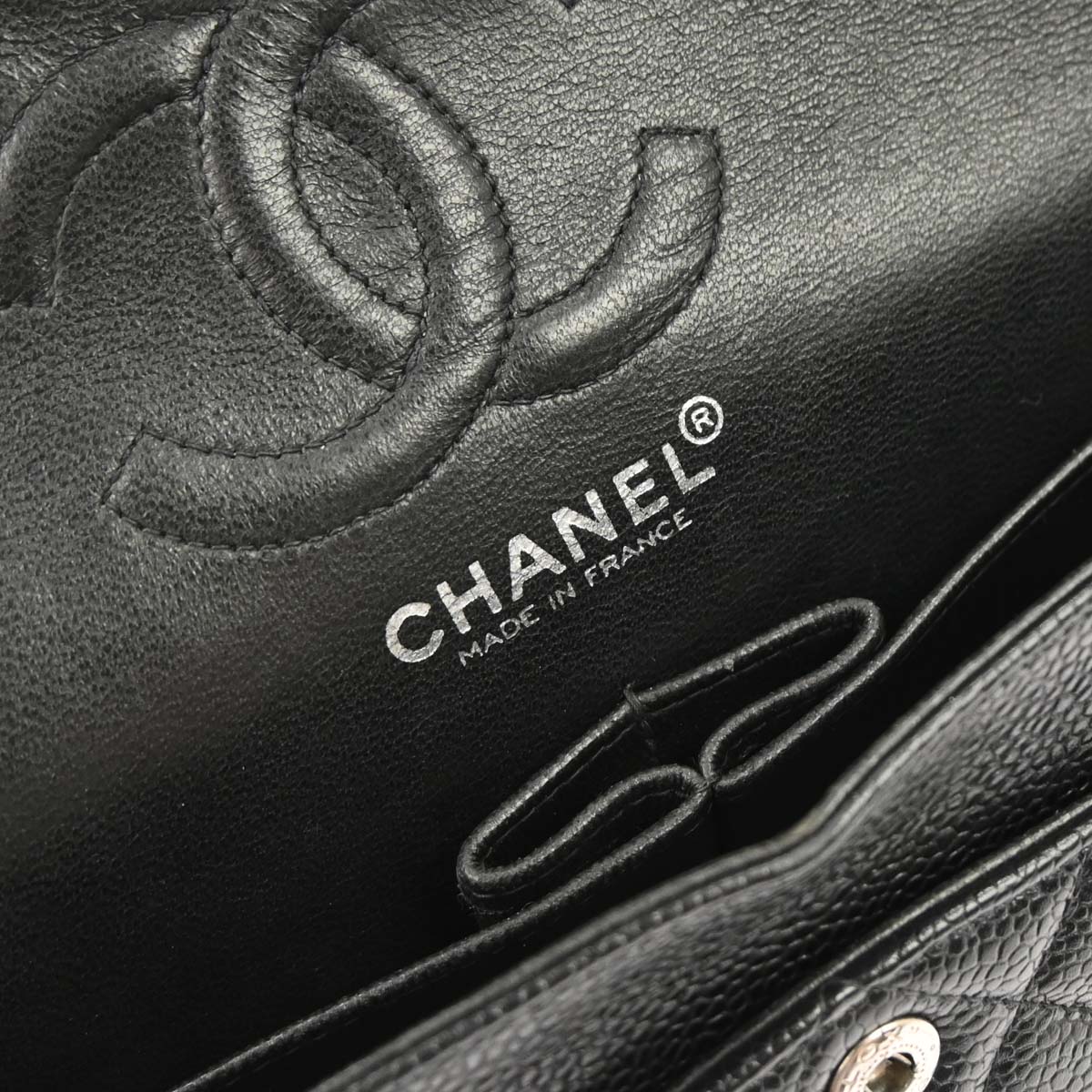 Chanel 2000-2002 Black Caviar Skin Small Classic Double Flap Shoulder Bag