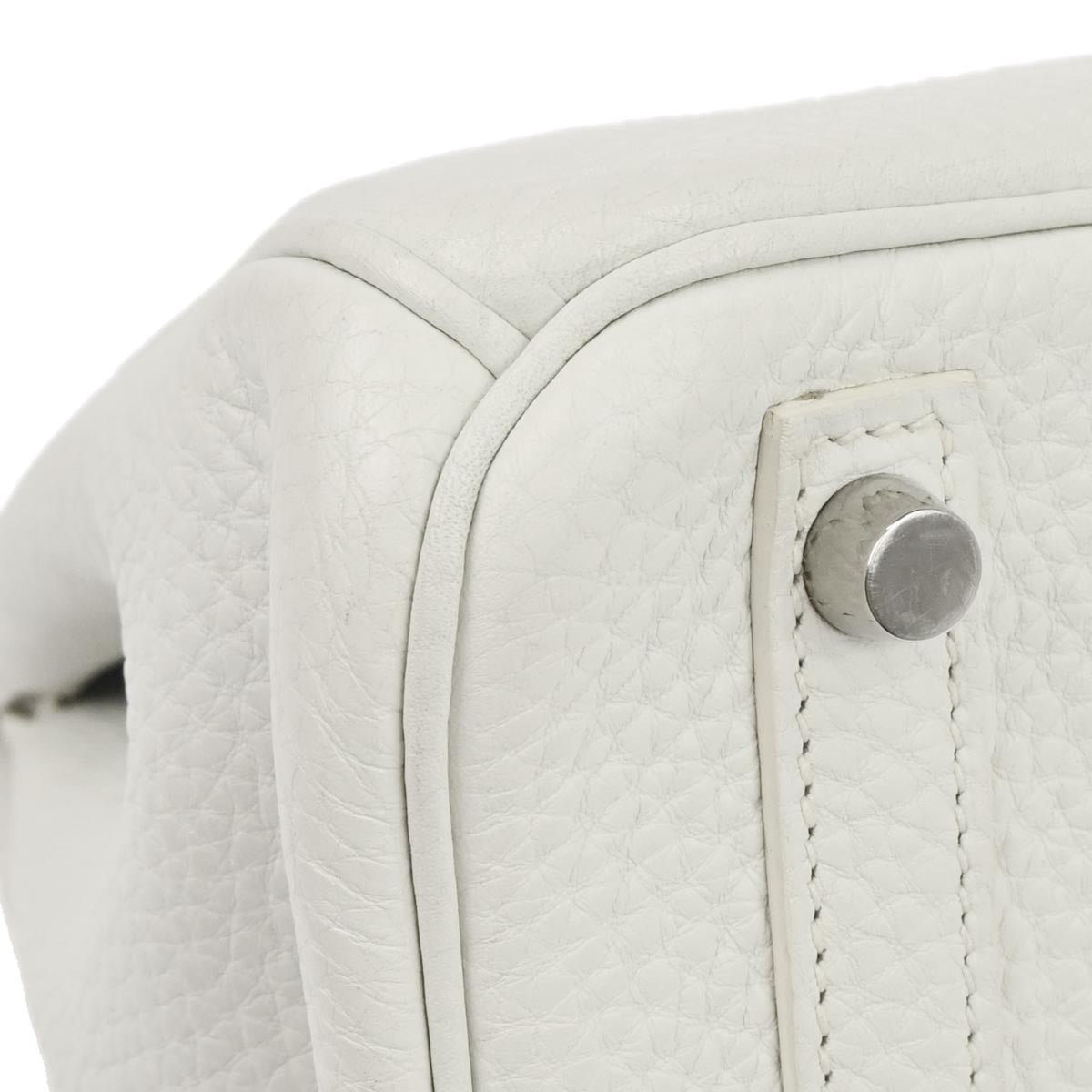 Hermes White Taurillon Clemence Birkin 30 Handbag
