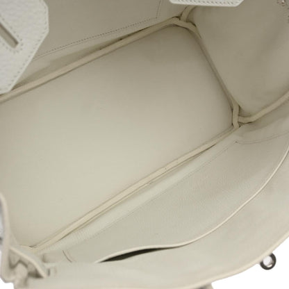 Hermes White Taurillon Clemence Birkin 30 Handbag