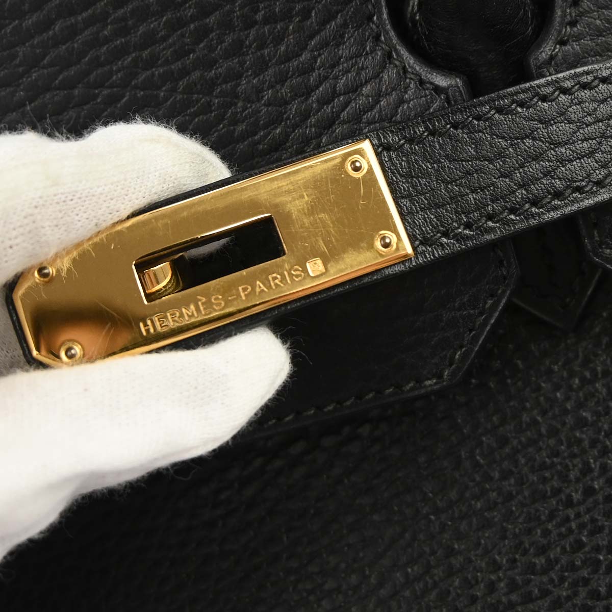 Hermes Black Ardennes Birkin 35 Handbag