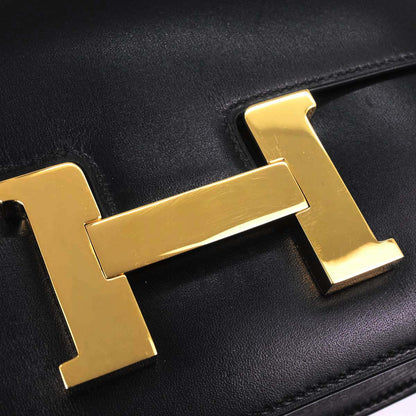 Hermes Black Box Calf Constance 23 Shoulder Bag