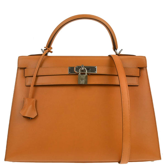 Hermes Orange Box Calf Kelly 32 Sellier 2way Shoulder Handbag