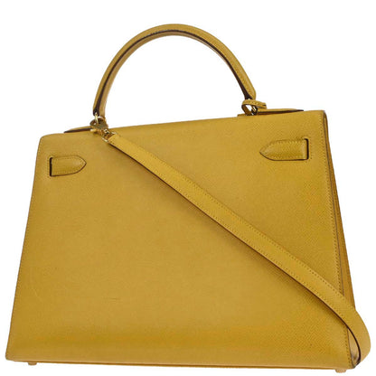 Hermes Jaune Courchevel Kelly 32 Sellier 2way Shoulder Handbag