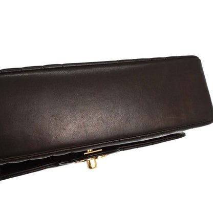 Chanel 1991-1994 Brown Lambskin Mademoiselle Single Flap Shoulder Bag