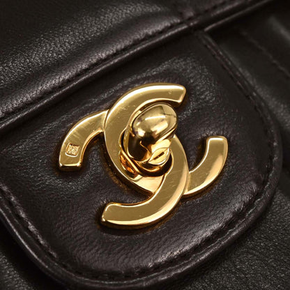 Chanel 1991-1994 Brown Lambskin Mademoiselle Single Flap Shoulder Bag