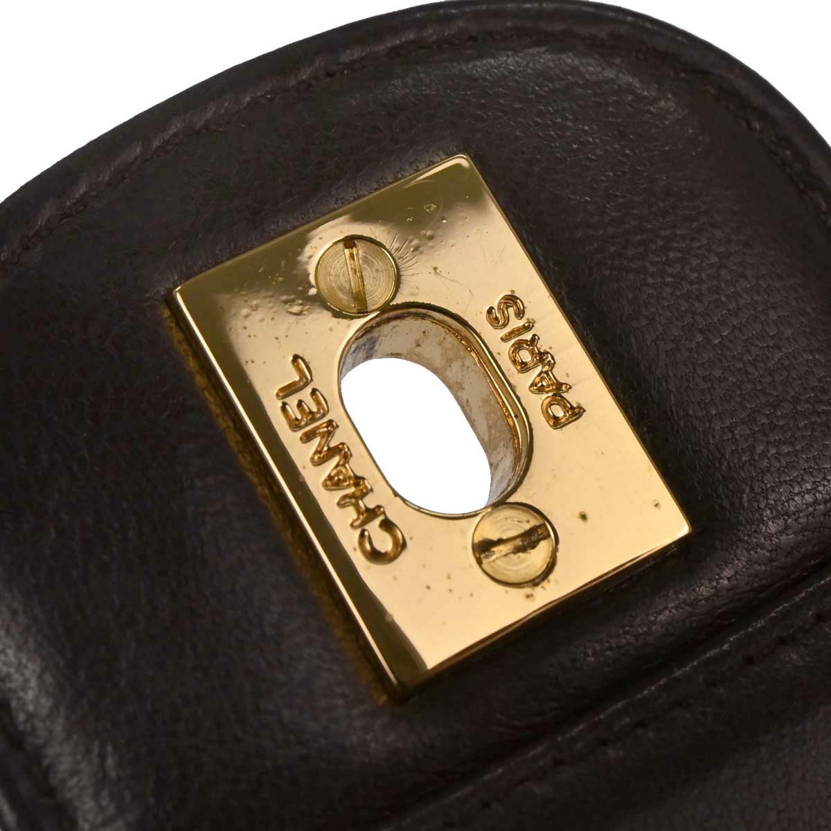 Chanel 1991-1994 Brown Lambskin Mademoiselle Single Flap Shoulder Bag