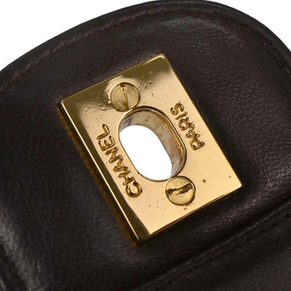 Chanel 1991-1994 Brown Lambskin Mademoiselle Single Flap Shoulder Bag