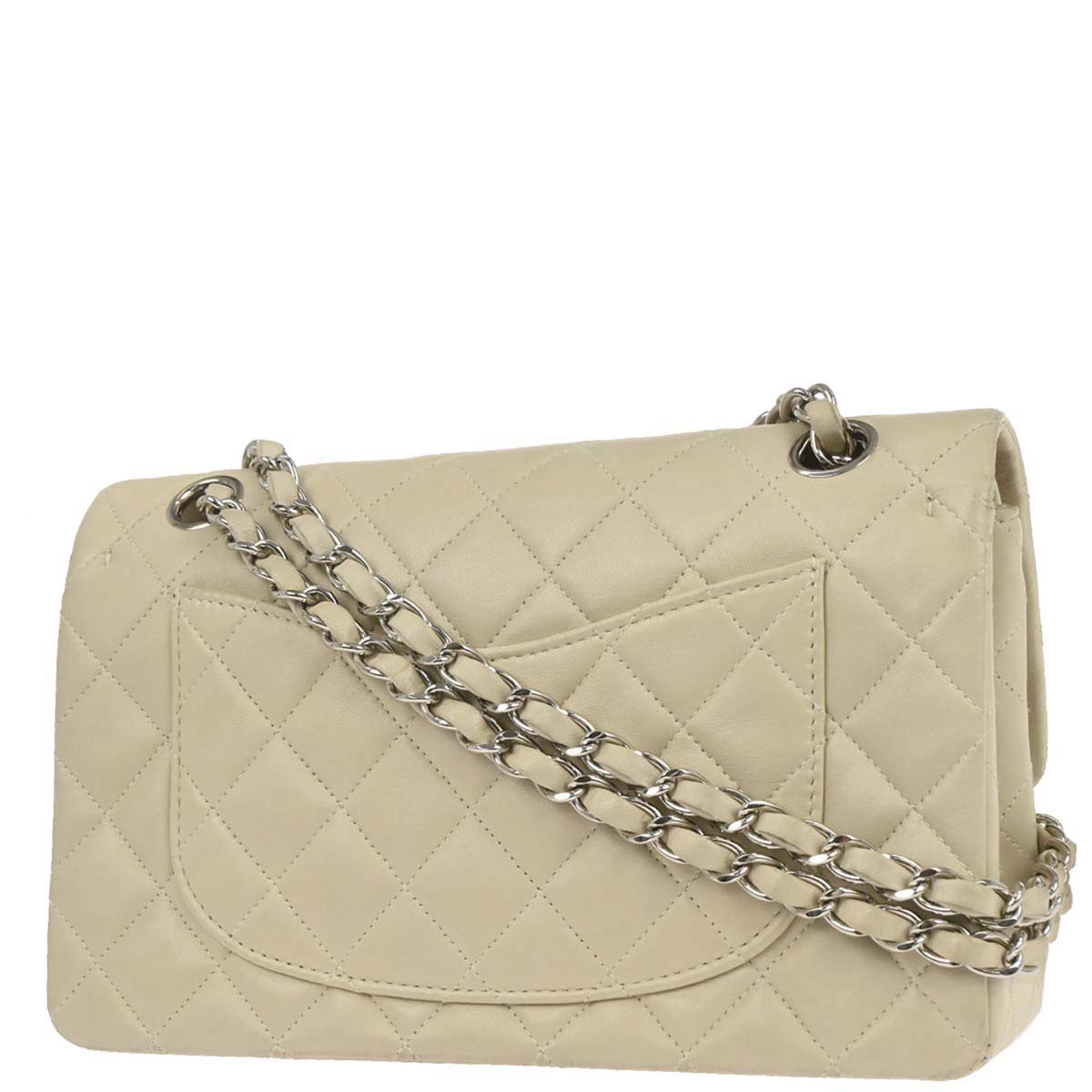 Chanel 1997-1999 Ivory Lambskin Small Classic Double Flap Shoulder Bag