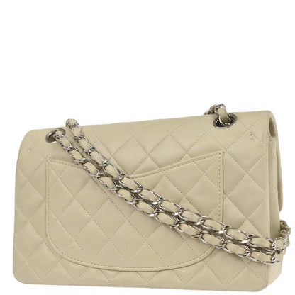 Chanel 1997-1999 Ivory Lambskin Small Classic Double Flap Shoulder Bag