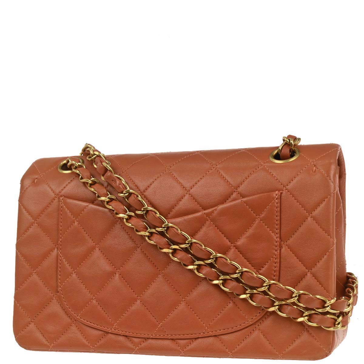 Chanel 1996-1997 Orange Lambskin Small Classic Double Flap Shoulder Bag