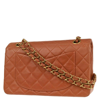Chanel 1996-1997 Orange Lambskin Small Classic Double Flap Shoulder Bag