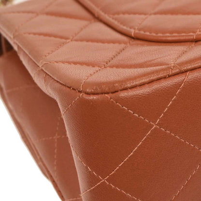 Chanel 1996-1997 Orange Lambskin Small Classic Double Flap Shoulder Bag