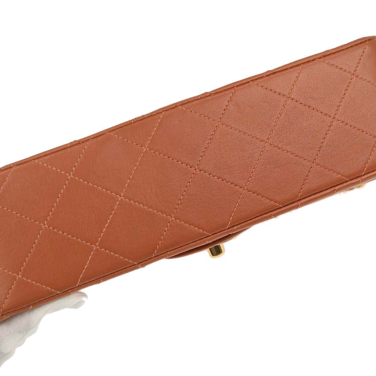 Chanel 1996-1997 Orange Lambskin Small Classic Double Flap Shoulder Bag