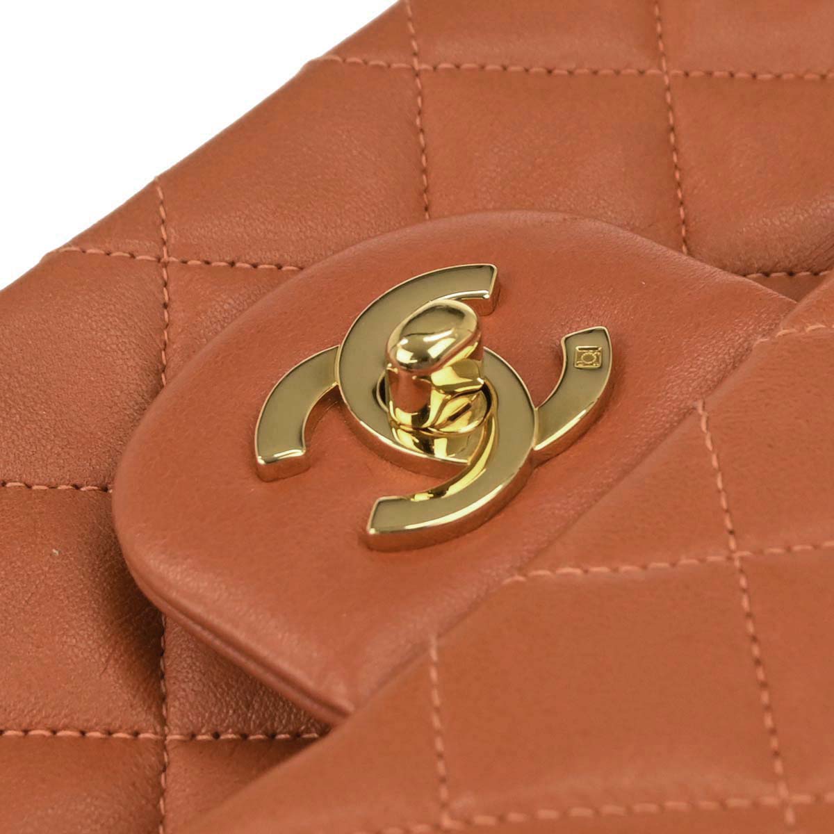 Chanel 1996-1997 Orange Lambskin Small Classic Double Flap Shoulder Bag