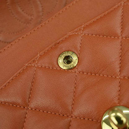 Chanel 1996-1997 Orange Lambskin Small Classic Double Flap Shoulder Bag