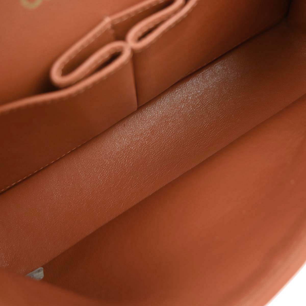 Chanel 1996-1997 Orange Lambskin Small Classic Double Flap Shoulder Bag