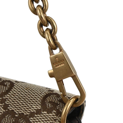 Gucci Beige Canvas GG Horsebit Clutch Chain Handbag