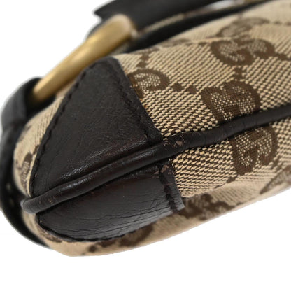 Gucci Beige Canvas GG Horsebit Clutch Chain Handbag