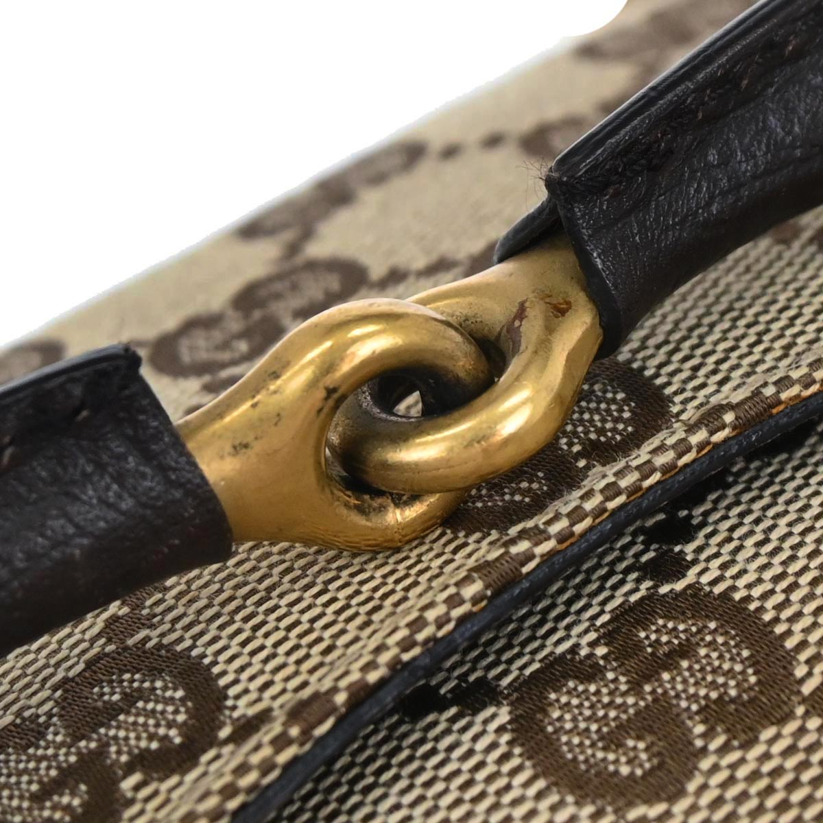 Gucci Beige Canvas GG Horsebit Clutch Chain Handbag
