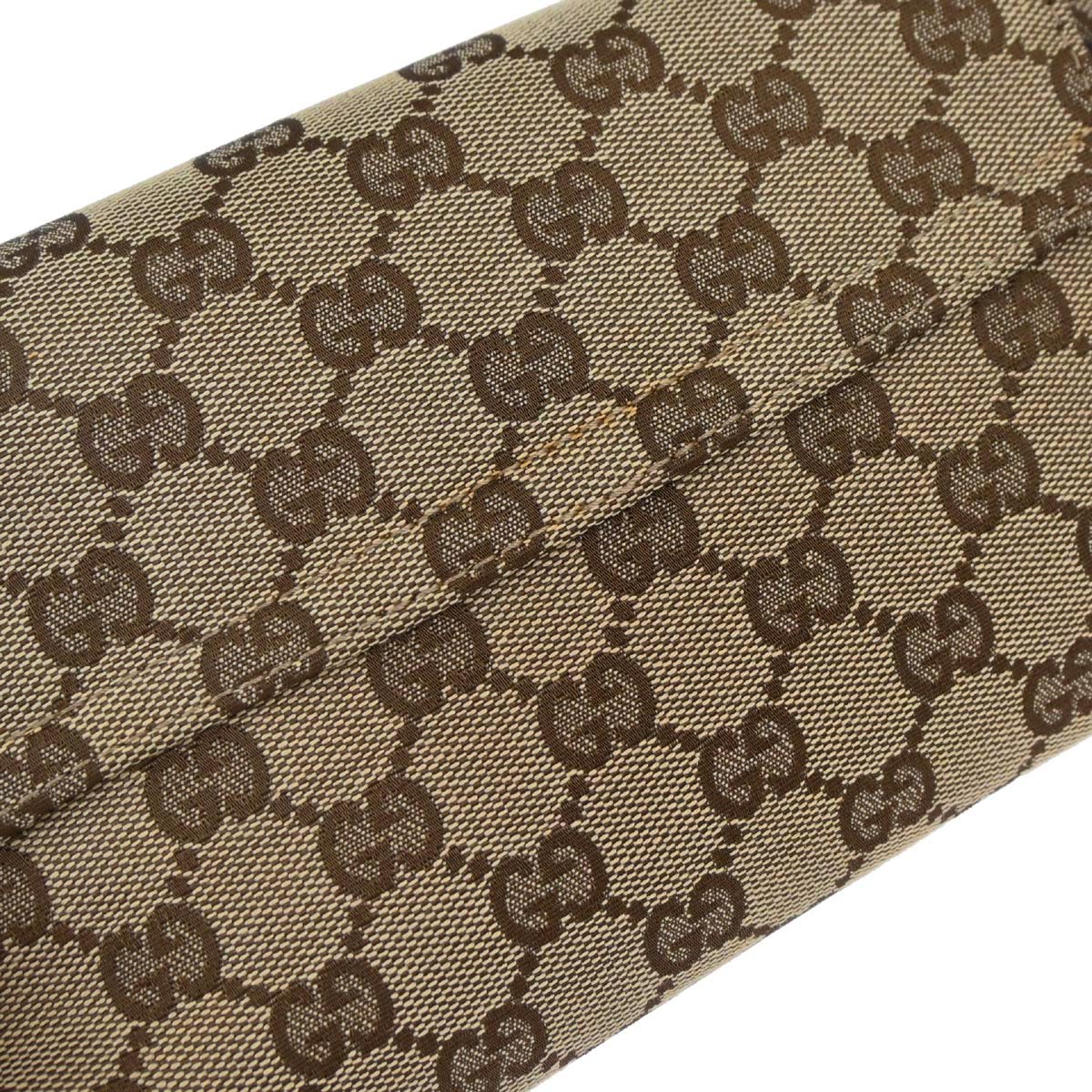 Gucci Beige Canvas GG Horsebit Clutch Chain Handbag