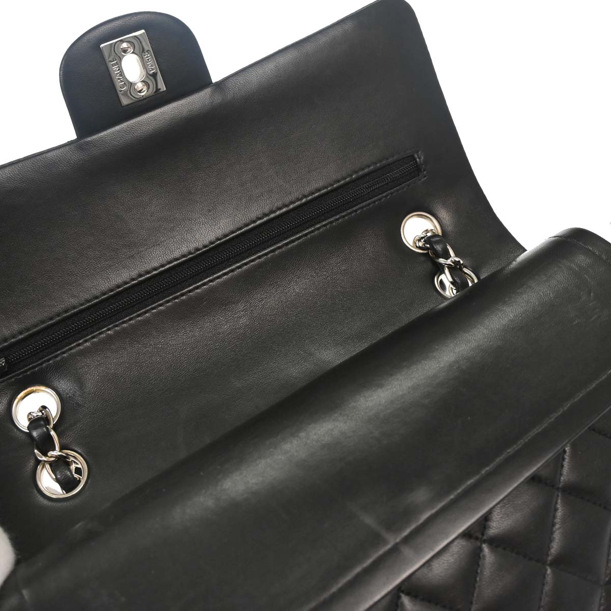 Chanel Black Lambskin Medium Classic Double Flap Shoulder Bag