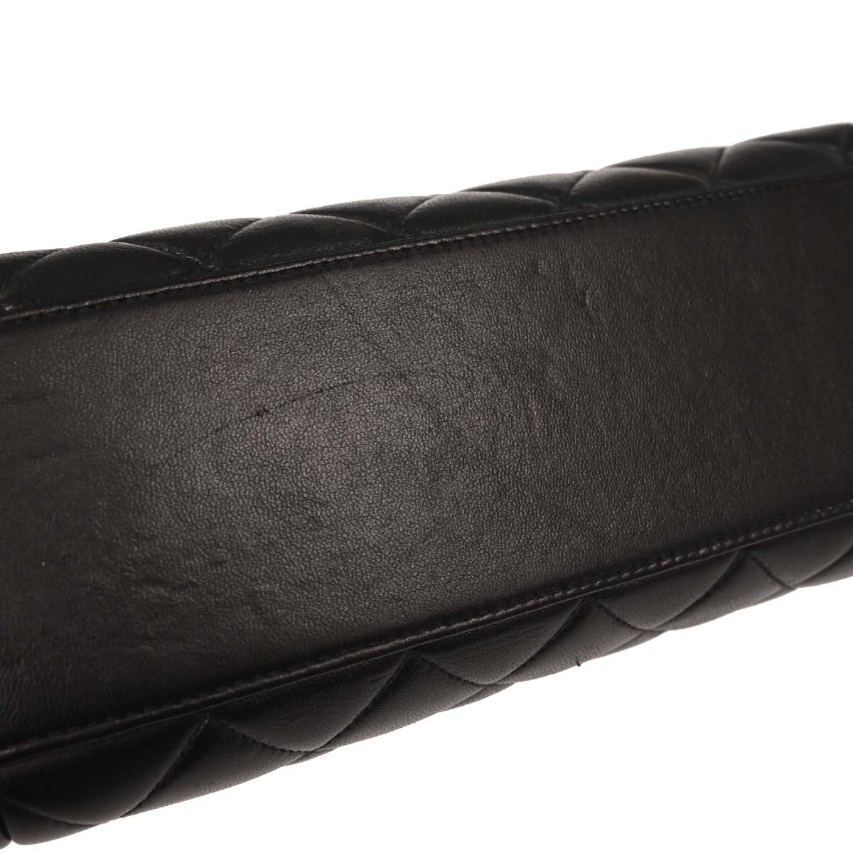 Chanel 1991-1994 Black Lambskin Straight Flap Handbag