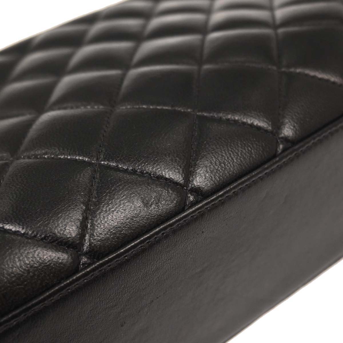 Chanel 1991-1994 Black Lambskin Straight Flap Handbag