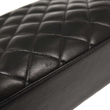 Chanel 1991-1994 Black Lambskin Straight Flap Handbag