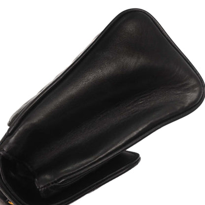Chanel 1991-1994 Black Lambskin Straight Flap Handbag