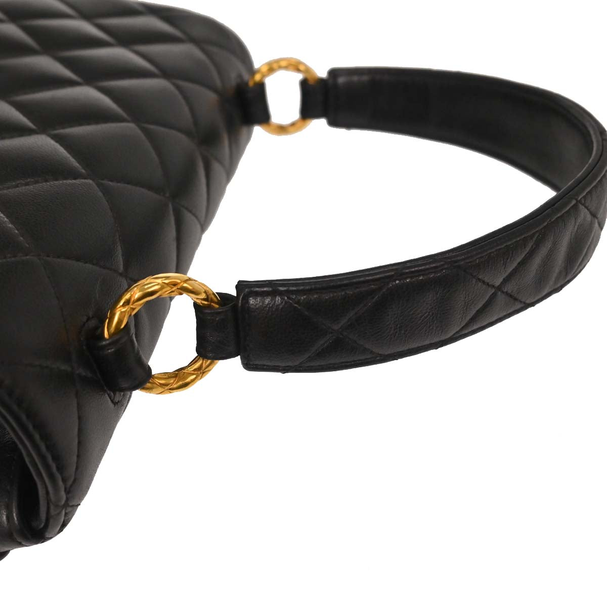Chanel 1991-1994 Black Lambskin Straight Flap Handbag