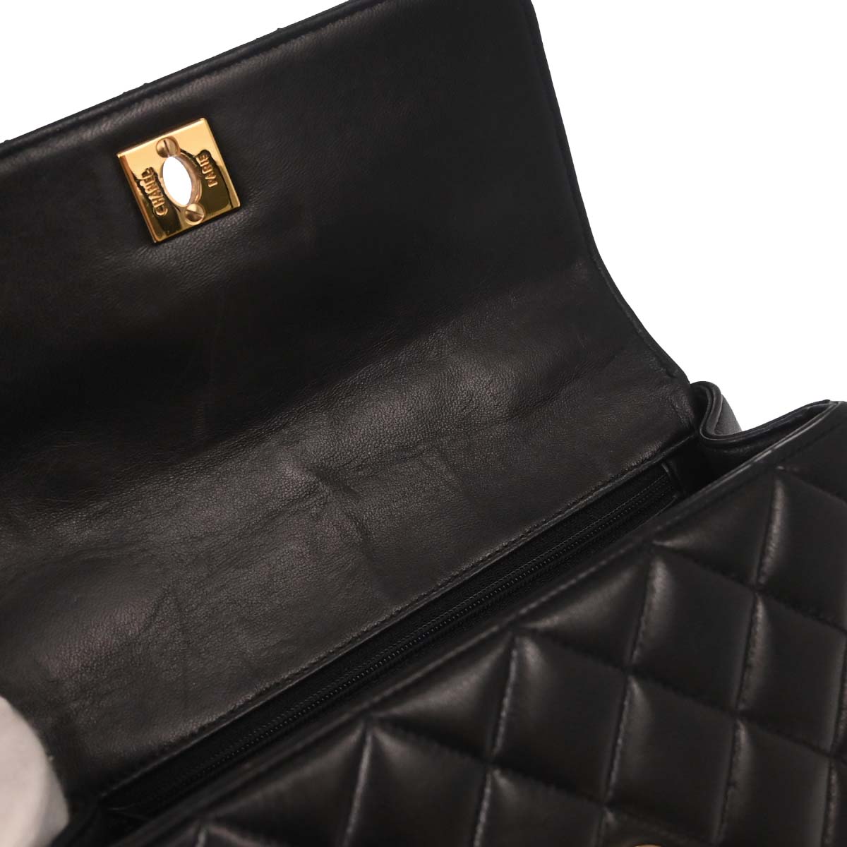 Chanel 1991-1994 Black Lambskin Straight Flap Handbag
