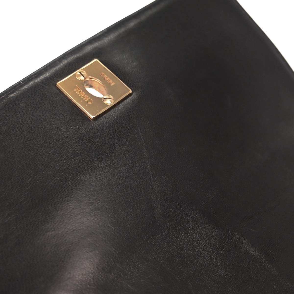 Chanel 1991-1994 Black Lambskin Straight Flap Handbag