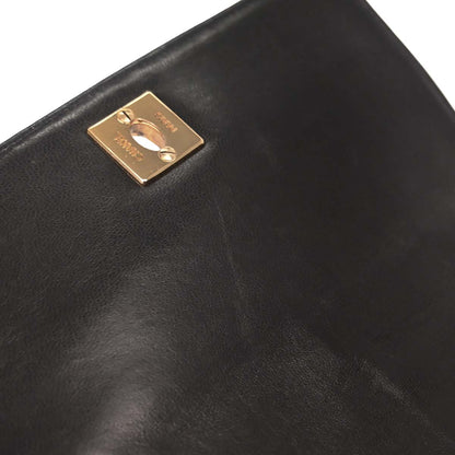 Chanel 1991-1994 Black Lambskin Straight Flap Handbag