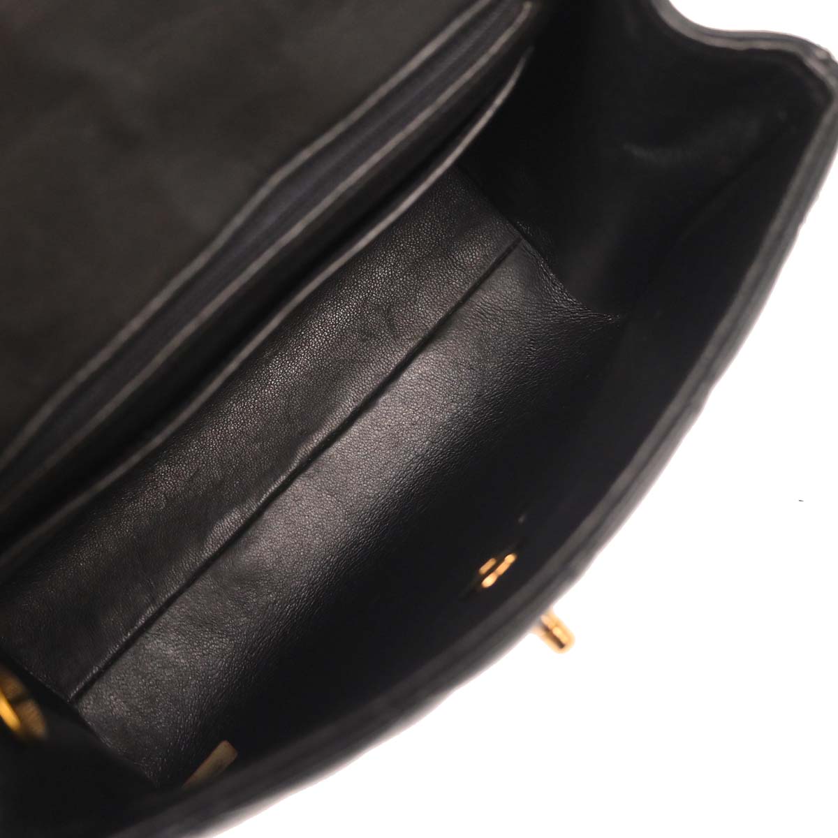 Chanel 1991-1994 Black Lambskin Straight Flap Handbag