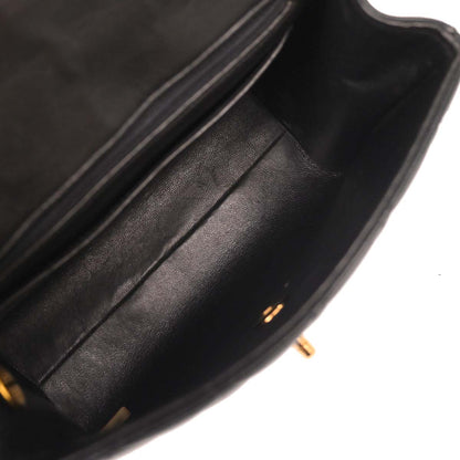Chanel 1991-1994 Black Lambskin Straight Flap Handbag