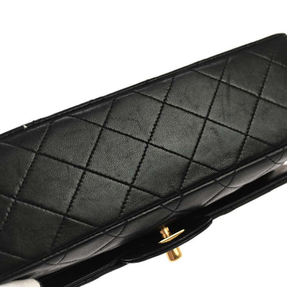 Chanel 1994-1996 Black Lambskin Small Classic Double Flap Shoulder Bag