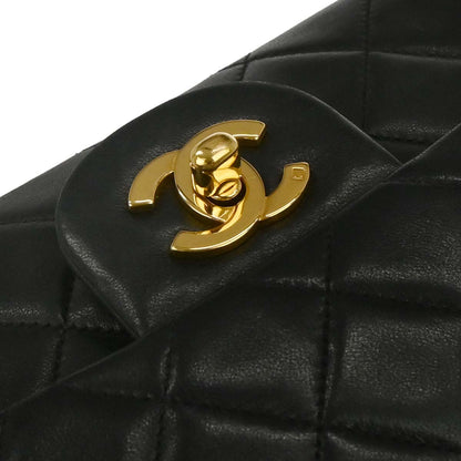 Chanel 1994-1996 Black Lambskin Small Classic Double Flap Shoulder Bag