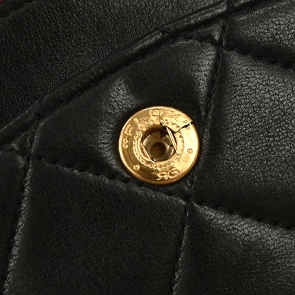 Chanel 1994-1996 Black Lambskin Small Classic Double Flap Shoulder Bag