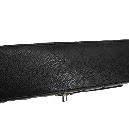 Chanel 2015-2016 Black Caviar Skin Medium Classic Double Flap Shoulder Bag