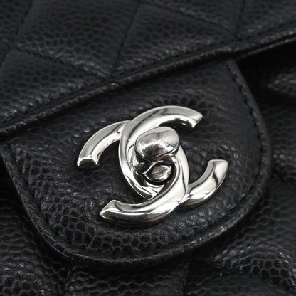Chanel 2015-2016 Black Caviar Skin Medium Classic Double Flap Shoulder Bag