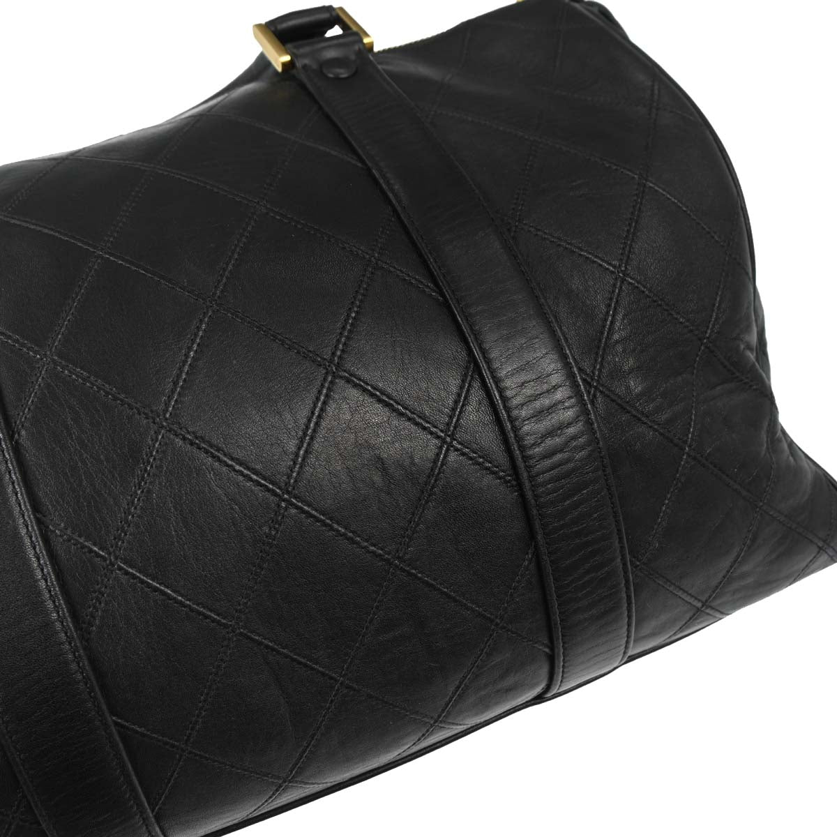 Chanel Black Lambskin Bicolore 2way Shoulder Duffle Handbag