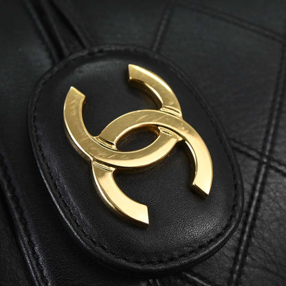 Chanel Black Lambskin Bicolore 2way Shoulder Duffle Handbag