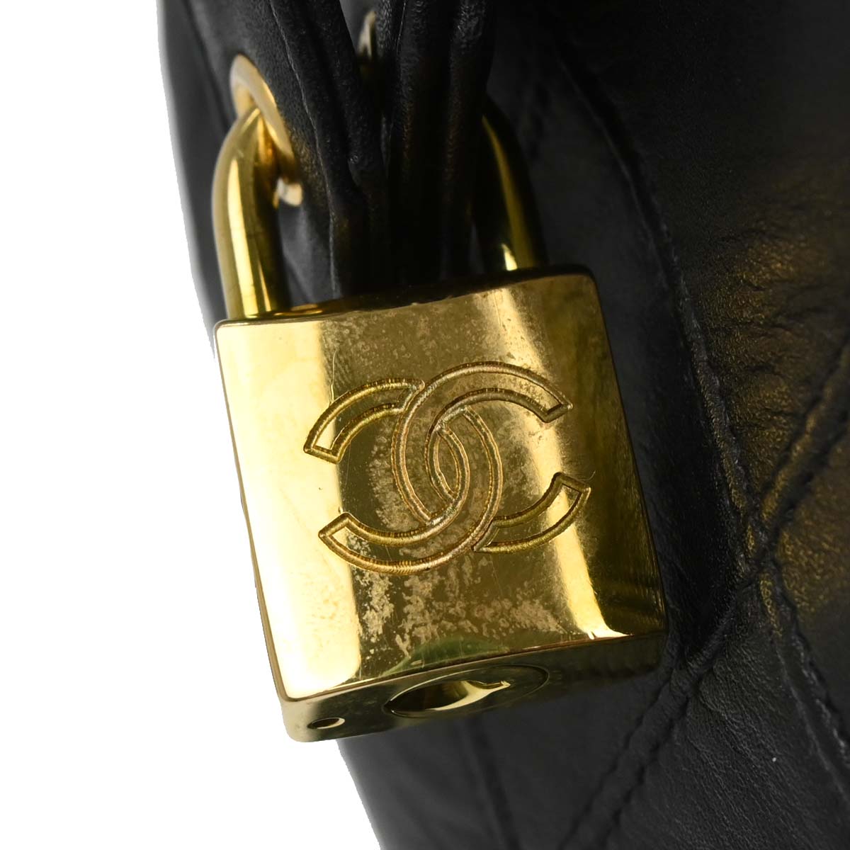 Chanel Black Lambskin Bicolore 2way Shoulder Duffle Handbag