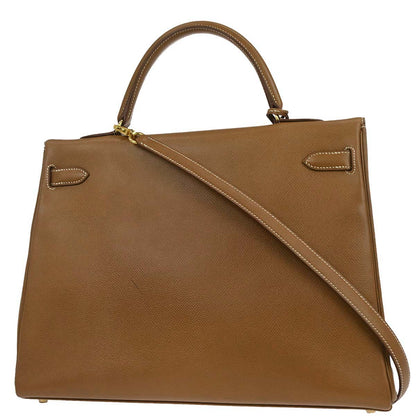 Hermes Gold Courchevel Kelly 35 Retourne 2way Shoulder Handbag