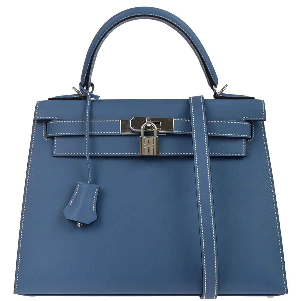 Hermes Blue Jean Epsom Kelly 28 Sellier 2way Shoulder Handbag