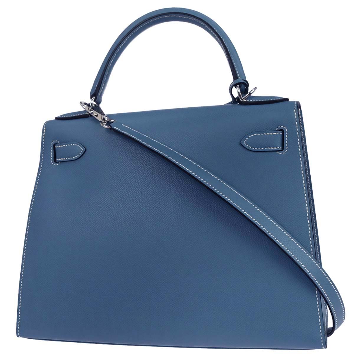 Hermes Blue Jean Epsom Kelly 28 Sellier 2way Shoulder Handbag