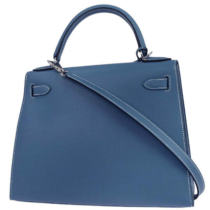 Hermes Blue Jean Epsom Kelly 28 Sellier 2way Shoulder Handbag