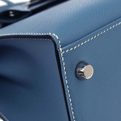 Hermes Blue Jean Epsom Kelly 28 Sellier 2way Shoulder Handbag