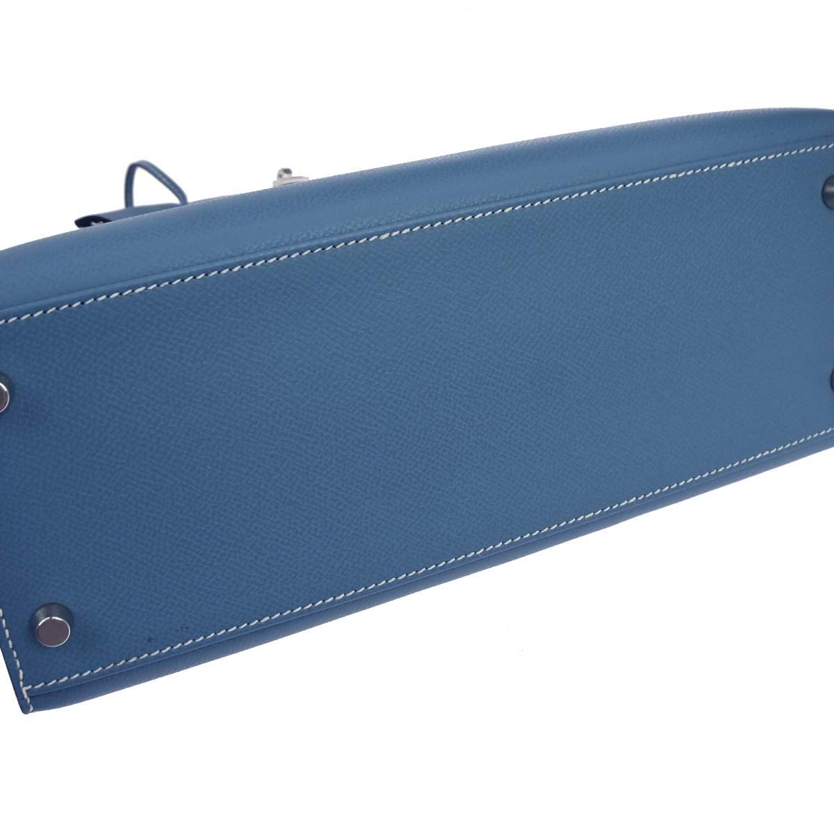Hermes Blue Jean Epsom Kelly 28 Sellier 2way Shoulder Handbag